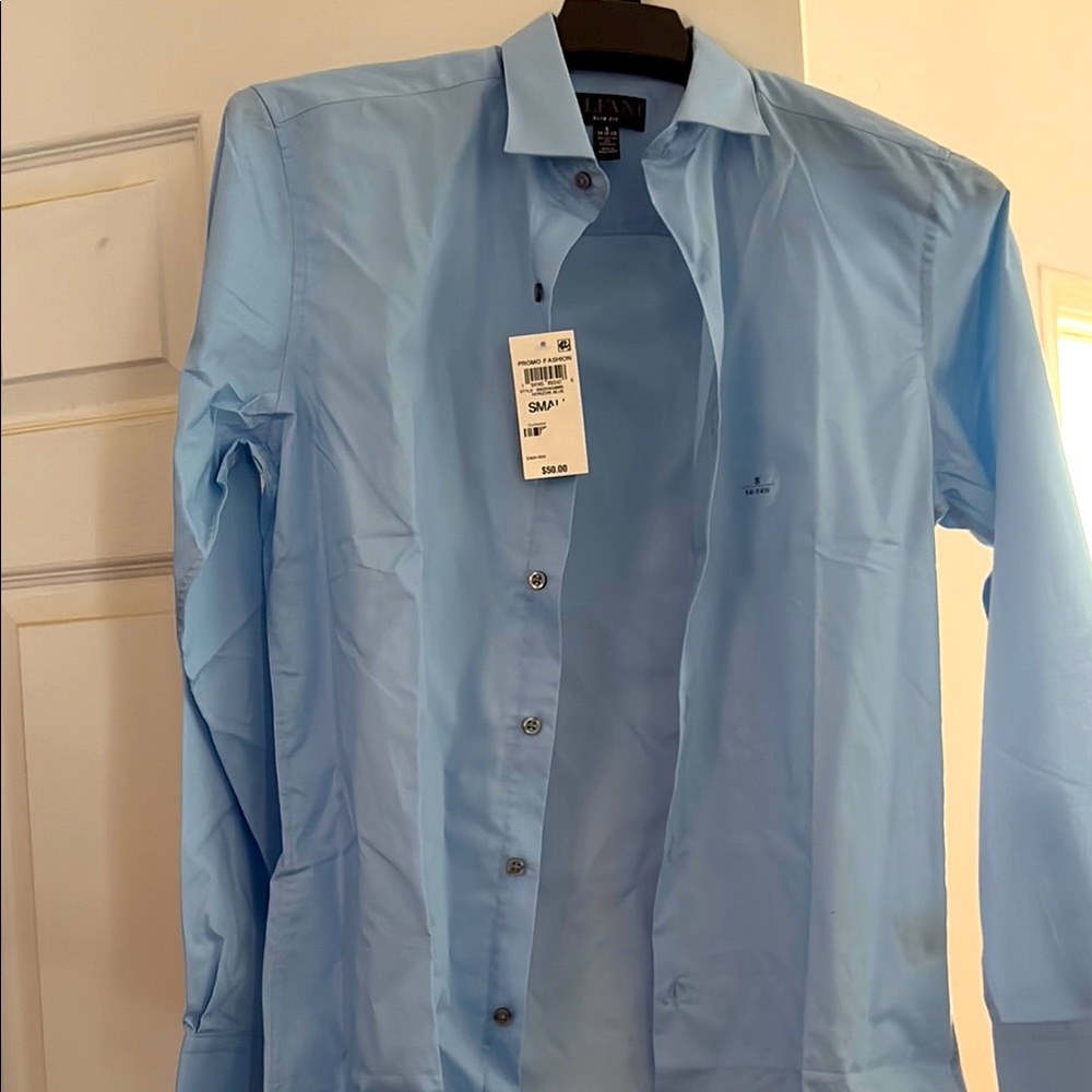 Alfani  Light Blue Button-Up Shirt